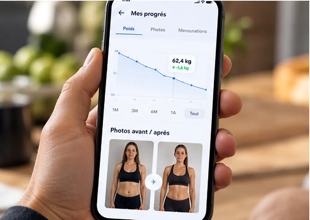 Tableau de bord Optibilan — module Bilans & progression : suivi des clients et des données pour les coachs et professionnels de la santé